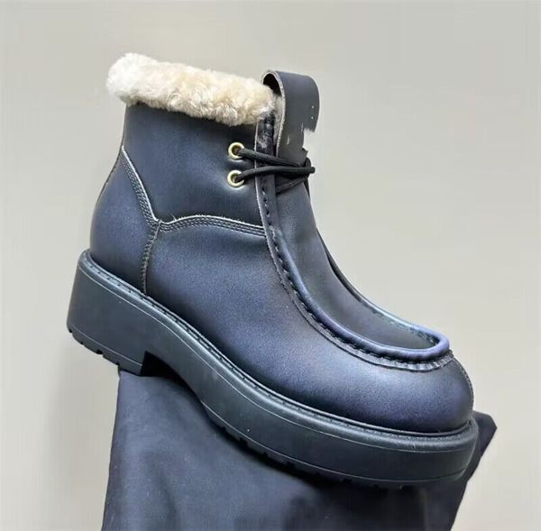 2024 Designer Donna Stivali Stivali di pelle genuini Mocassino Derby Miui Stivali Scarpe da donna di lusso Scarpe invernali in pelliccia Stivali neri Scarpe