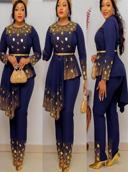 Set da 2 pezzi Plus Size Abbigliamento donna Africano Dashiki Ankara Abiti Moda estiva Paillettes Top Pantaloni Pantaloni Tute 2207131952912