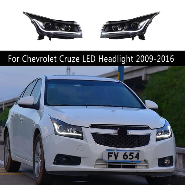 Стайлинг автомобиля дневные ходовые огни для Chevrolet Cruze светодиодные фары в сборе 09-16 стример указатель поворота передняя лампа