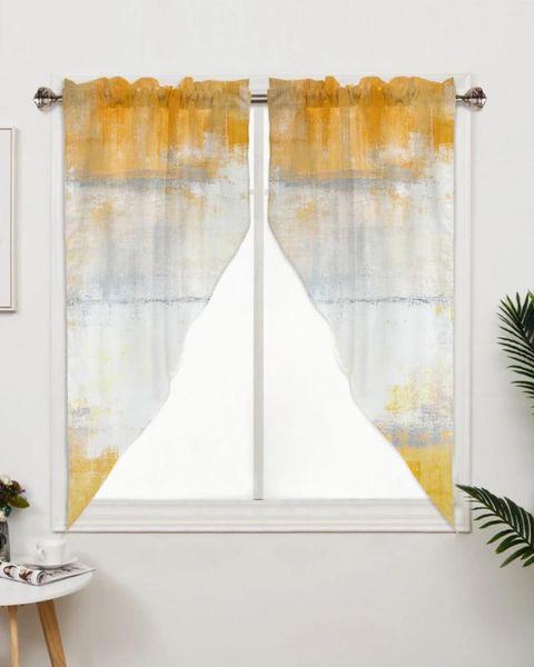 Cortina arte abstrata cortinas amarelas para quarto infantil sala de estar janela cozinha triangular