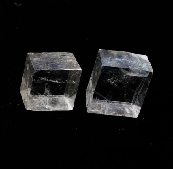 Pedras de calcita quadradas naturais transparentes, 2 peças, islândia, cristal de quartzo, rocha, pedra mineral, amostra curativa 4499495