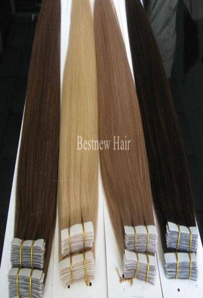 16quot 18quot 20quot 22quot 24quot 100g 40 pezzi INDIAN REMY Hair PU Nastro in colla per capelli Trama della pelle Estensione dei capelli Qualsiasi colore i1137813