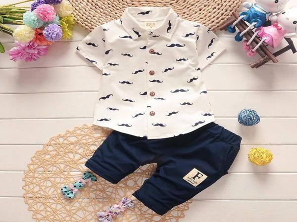 2019 Bebê Meninos Roupas Ternos Cavalheiro Crianças Linda Barba Lapela Camisa Calças 2 Pcs Infantil Ternos Casuais Coreano Crianças Conjunto de Roupas 8680708