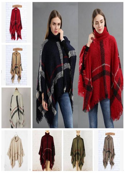 Sciarpa poncho scozzese Nappa Involucri moda Donna Sciarpe lavorate a maglia vintage Tartan Mantello invernale Griglia Scialle Cardigan Coperte Mantello Cappotto Swea1138132