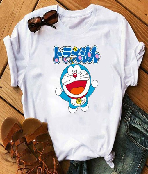 Anime roupas de verão manga curta camiseta impressão engraçada dos desenhos animados doraemon gráfico casual topos women039s tshirts3910748