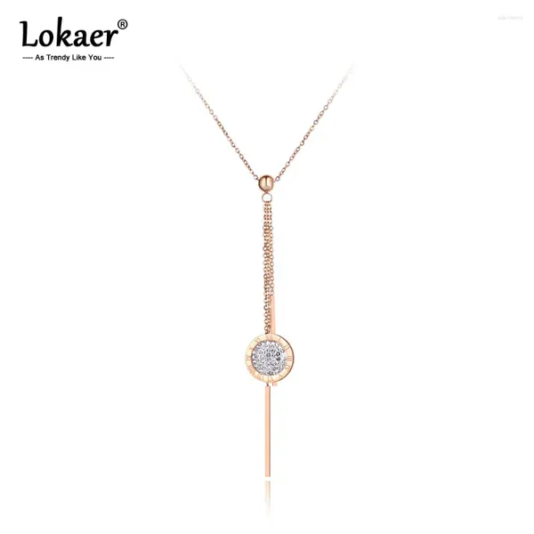 Anhänger Halsketten Lokaer Original Design Titan Stahl Römische Ziffern Quaste Schmuck Strass Kette Halskette Für Frauen N19076