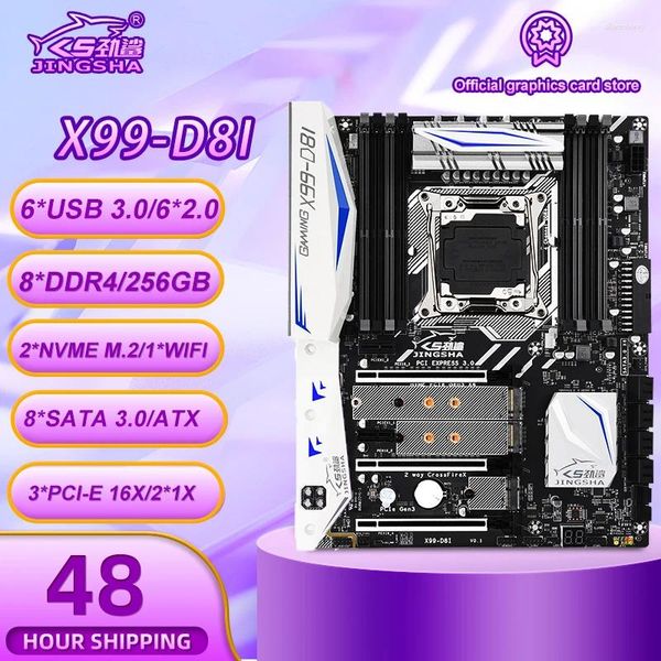 Материнские платы JINGSHA X99 D8I Материнская плата с поддержкой Intel XEON E5 LGA2011-3 DDR4 ECC REG Память NVME USB3.0 ATX Server Turbo Boost