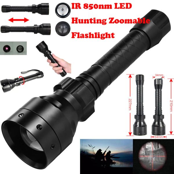 Ausrüstung Long Range Infrarot 10 W IR 850 nm T50 LED Jagd Licht Nachtsicht Taschenlampe 18650 Camping IR Nachtsicht zoombare Taschenlampe