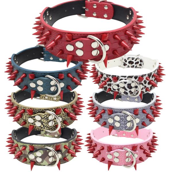 Coleiras Pet Sharp Spiked Studded Dog Collar 2 polegadas em largura apto para cães médios grandes, como Pitbull Mastiff Rebites Pretos