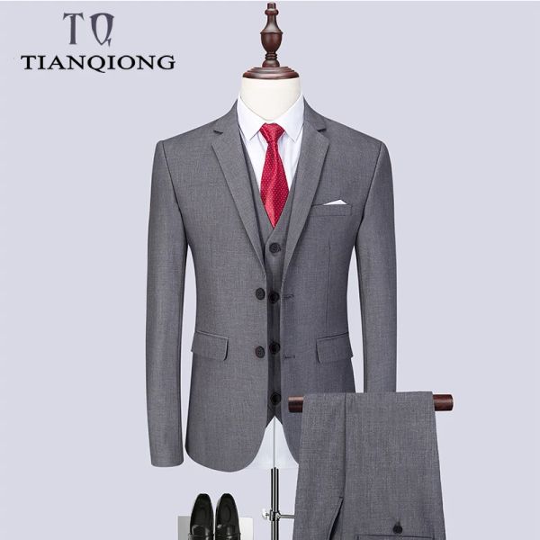 Suits 2019 Moda Erkekler En Son Ceket Pantolon Tasarımlar Sıradan İş Takımı 3 Parça Set /Erkekler Takımları Blazers Pantolon Pantolon Yelek Yelek