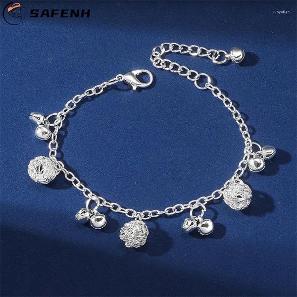 Bracciale 1pc Bracciale placcato argento Moda Campana Charms Perline Catena pendente per regalo di gioielli da donna