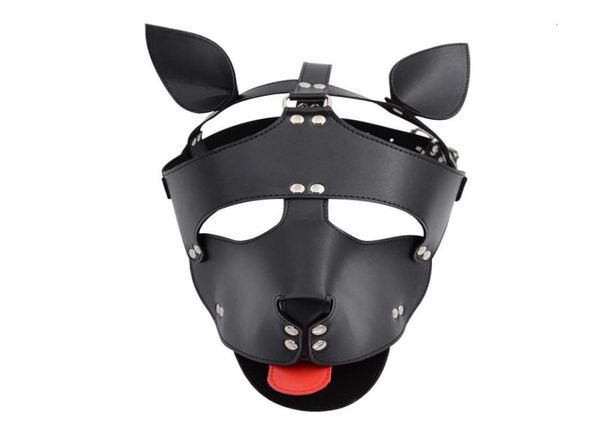 Preto Vermelho Couro Cão Bdsm Máscara Bondage Restrições Cosplay Máscara Traje Erótico SM Escravo Cabeça Capa Arnês Fetiche Kinky Sex Toys Y1984848