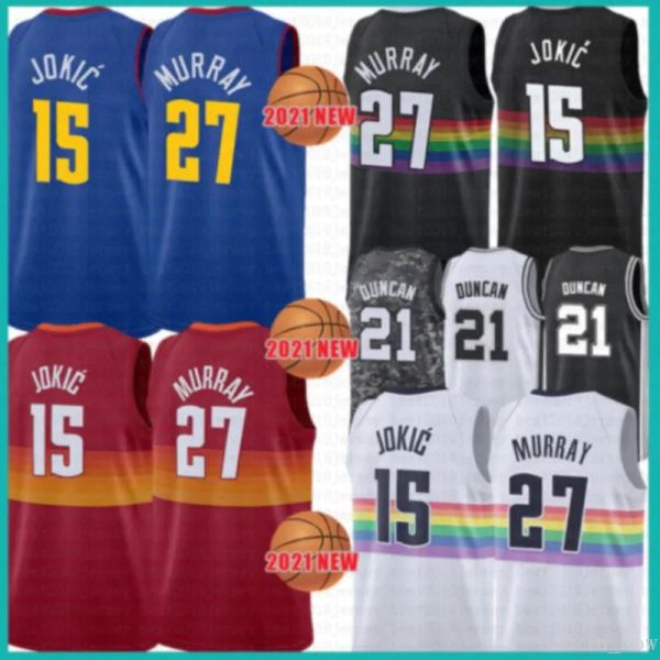 Barato New Jamal 27 Murray camisa de basquete Nikola Mens 15 Jokic Mesh Demar 10 DeRozan Retro Derrick 4 Branco Barato Manu 20 Ginobili Brown