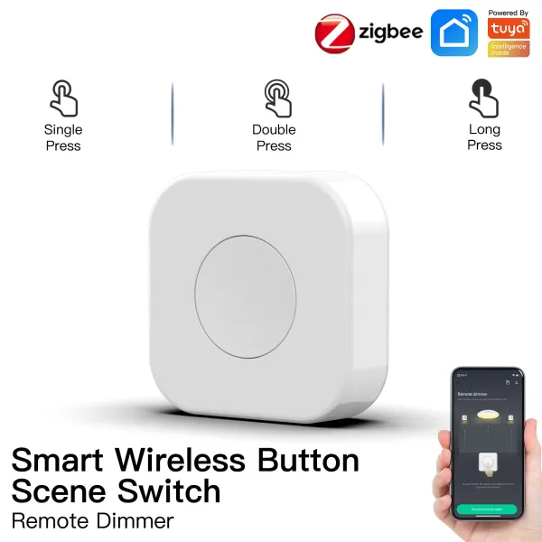 Steuern Sie IHSENO Tuya Zigbee Wireless Mini Switch One Key Push Button Control Scene Smart Remote Controller Home Automation