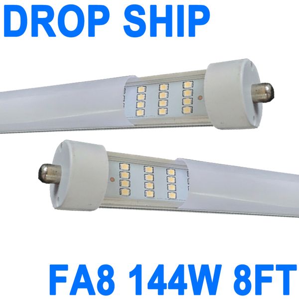 8 Ayak LED ampuller, 144W 6500K 18000lm, T8 T10 T12 8ft LED ampul floresan ışık değiştirme, FA8 Tek Pin V şekilli LED tüp ışığı, sütlü kapak Crestech