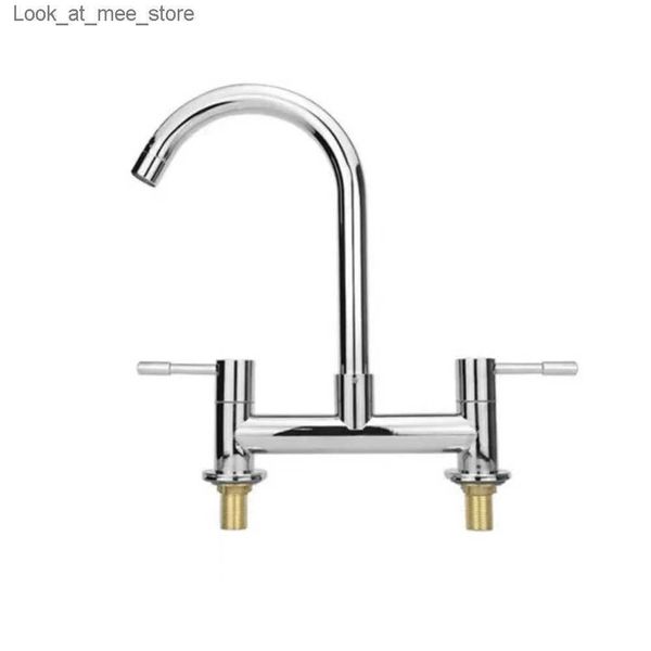 Rubinetti per lavandino del bagno Rubinetto da cucina rubinetto girevole in ottone rubinetto a due mani maniglia miscelatore acqua calda e fredda rubinetto lavello lavello lavello Q240301