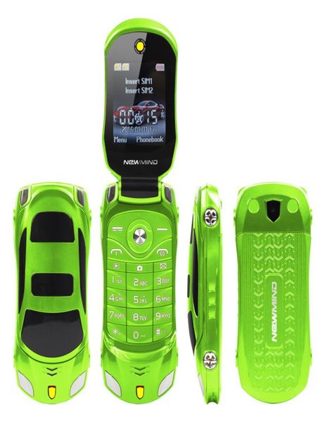 Original f15 desbloqueado flip telefone duplo sim mini esportes mp3 modelo de carro lanterna azul bluetooth celular 2sim celular para chil6225081