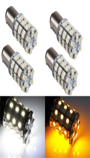 2PCS 1157 60 SMD BAY15D Switchback Weiß Bernstein 12V Auto Bremslichter Dual Farbe Led-lampe Signal Stop zurück Parkplatz Lampe6405191