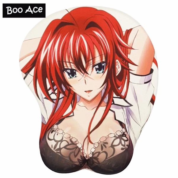 Almofadas Highschool DXD Rias Gremory Sexy Big Soft Breast 3D Gaming Mouse Pad Descanso de Pulso H2.8cm