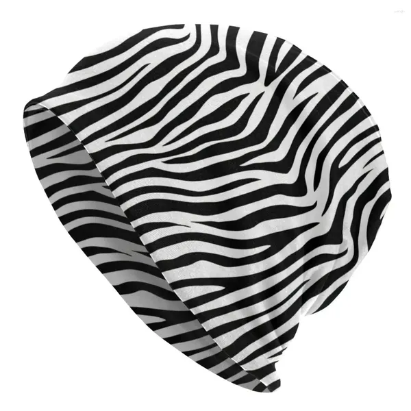 Berets Preto Branco Zebra Listras Caps Outono Inverno Ski Skullies Beanies Chapéu Homens Mulheres Adulto Primavera Quente Dual-Use Bonnet Knit