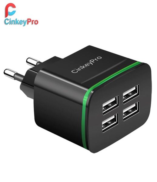 USB-зарядное устройство CinkeyPro для iPhone, Samsung, Android, 5 В, 4 А, 4 порта, универсальный мобильный телефон, быстрая зарядка, светодиодный настенный адаптер1691626