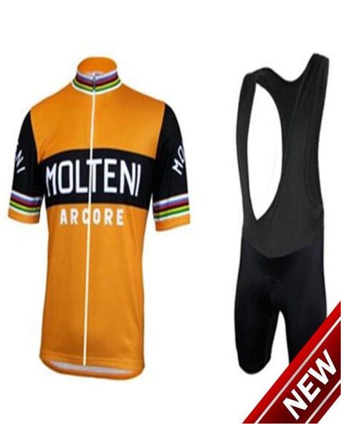 2021 Klasik Molteni Kısa Kollu Bisiklet Jersey Set Nefes Alabilir MTB Önlük Şortları Bisiklet Giysileri Seti Siyah ve Beyaz Kayış Ropa CIC9933471