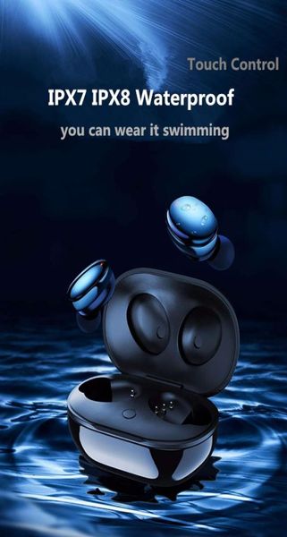 TWS Bluetooth True Wireless Ohrhörer IPX7 IPX8 Wasserdichter Kopfhörer Eingebautes Mikrofon für Sport Schwimmen Workout Fitnessstudio Dusche Waschen Baden h5542206