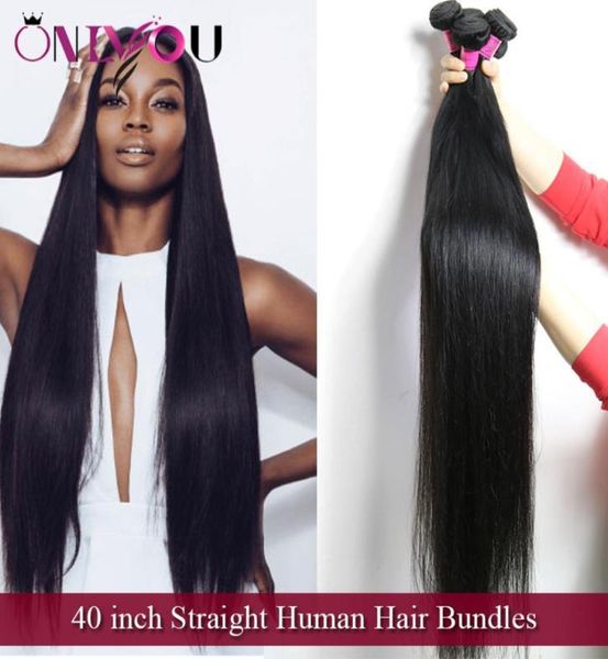 Товары для волос Onlyou, 40 дюймов, прямые пучки человеческих волос, норка, бразильская перуанская, индийская, малазийская, мягкие прямые волосы Remy Virgin E1825901