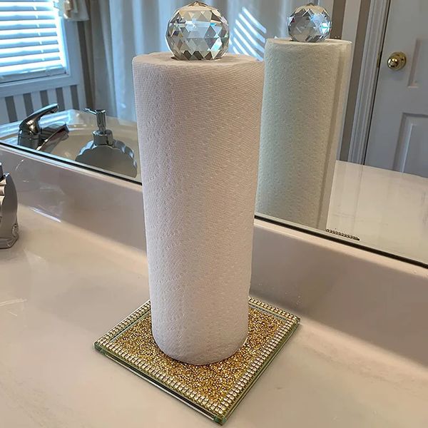 Kristall Gold Chrom Badezimmer Toilettenpapierhalter Wandhalterung Taschentuchrollenhalter Kupfer Badezimmerzubehör Küchenhalter 240227
