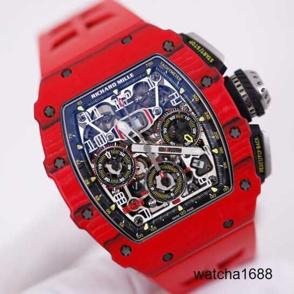 Promi-Uhr, Freizeit-Armbanduhren, RM-Armbanduhr, Red Devil Rm11-03, Herren-Chronograph, Ntpt, Kohlefaser, automatischer mechanischer Schweizer berühmter Luxus-Sportuhr