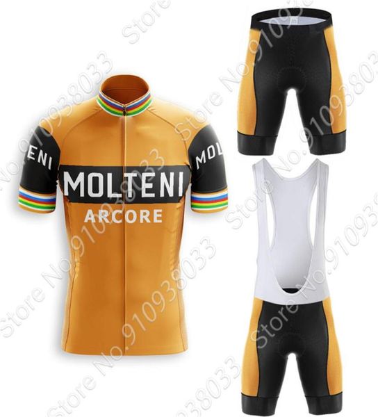 Racing Sets Molteni Retro Radfahren Jersey Männer Sommer Atmungsaktive Kurzarm Ropa MTB Outdoor Sport Klassische Kleidung Anzug8870656