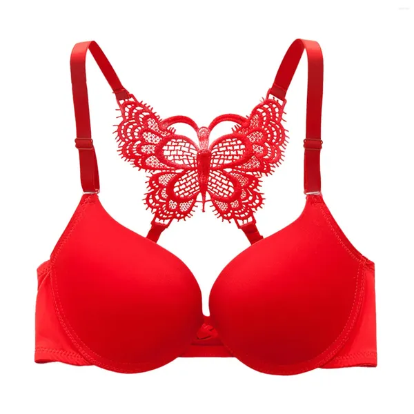 Bras Mulheres Bra Front Button Y-Shaped Back Super Gathering Borboleta Lace Underwear Ropa de Mujer Bralette 2024