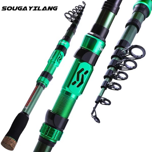 Varas sougayilang 1.83.0m varas de pesca telescópicas ultraleve fibra de carbono vara de fiação para água salgada água doce mar pesca equipamento