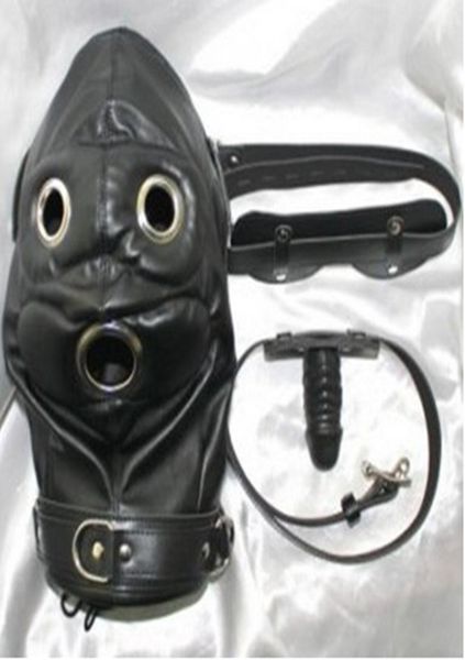 Yumuşak PVC deri esaret köle başlık maskesi silikon dildos penis ağız tapası tıknaz, yetişkin oyunlarında fetiş porno seks oyuncakları f7598733