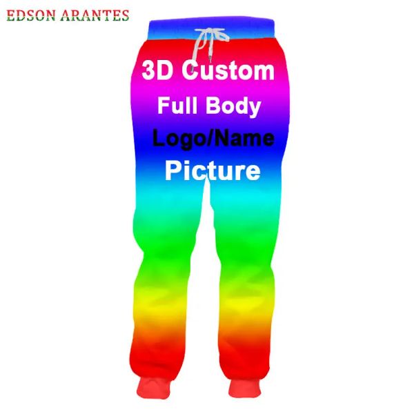 Pantaloni della tuta Pantaloni della tuta unisex personalizzati con stampa 3D su tutta la superficie con il testo del logo dell'immagine del tuo viso!Fai da te per bambini adulti Joggers Drop Shipping