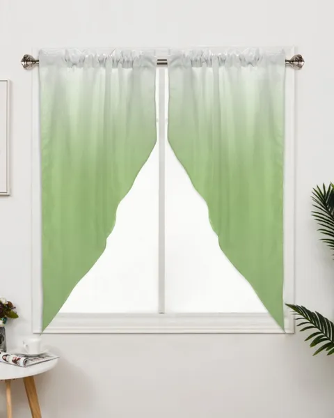 Занавески зеленые, белые градиентные шторы для окна спальни, гостиной, треугольные жалюзи, шторы