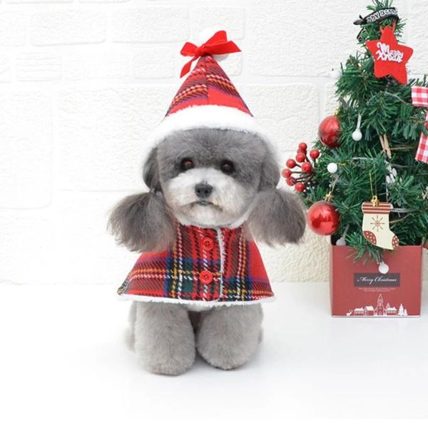 Vestuário para cães Natal malha gola alta camisola vermelha hedge pet inverno casaco roupas férias roupas quentes