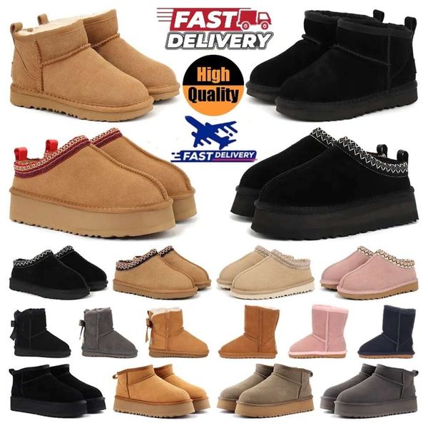 Pantofole Tazz da donna Ciabatte Tasman Spedizione veloce Classico seme di senape Stivale ultra mini con plateau Slip-on Petites Guarnizione in lana scamosciata Stivaletti invernali firmati ministivali