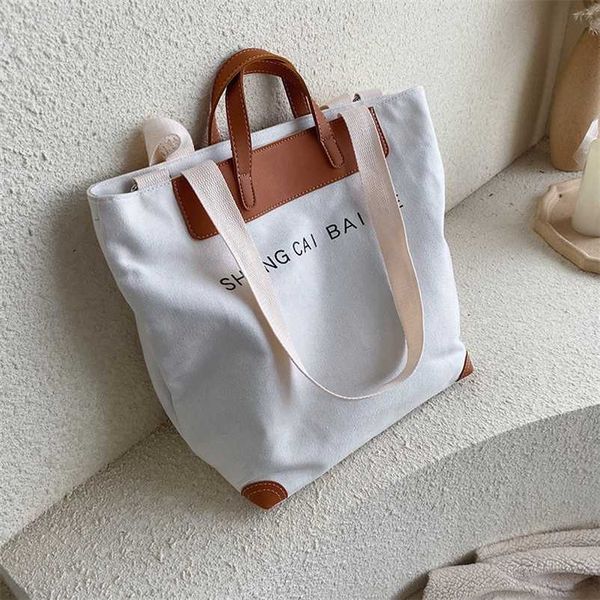 Borse in tela Borsa tote Capacità da donna Shopping Viaggi Pendolarismo Spalla portatile Stile Instagram