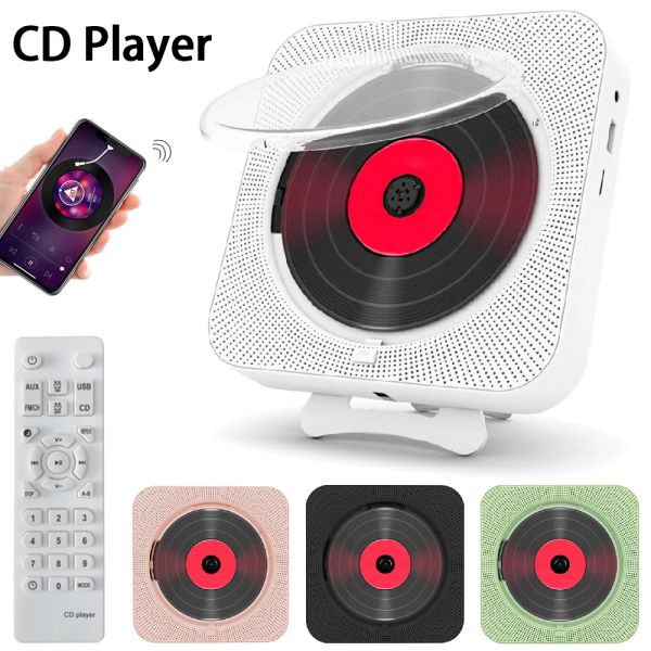 Alto-falantes montados na parede CD player com fone de ouvido de 3,5 mm estéreo rádio FM alto-falante Bluetooth MP3 player de música com controle remoto