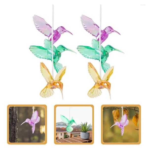 Bahçe dekorasyonları 6 adet kristal sinek kuşu kolye sinek kuşları ev uçan dekor şekli dekorasyon akrilik süsleme asılı kolye