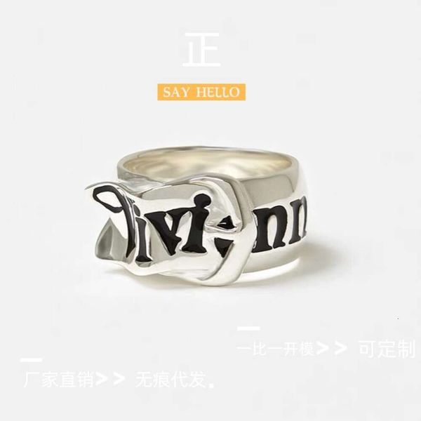 Viviane Jewlery Дизайнерские украшения для женщин Viviennr Westwood Anillos Западная вдовствующая императрица Сатурн Широкий ремень с пряжкой для лица Кольцо Классический буквенный текст