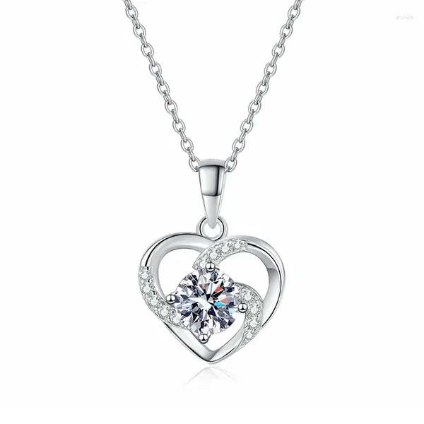 Ketten Luxus Mode S925 Sterling Silber D Farbe 1 Moissanit Halskette Ewige Herz Anhänger Für Frauen Valentinstag Geschenk