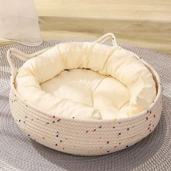 Tappetini Allseason Cat Bed Corda di cotone Rattan Tessitura Pet Nest Cat Claw Grinding Board Confortevole cuccia per cani Grande cuccia per animali domestici