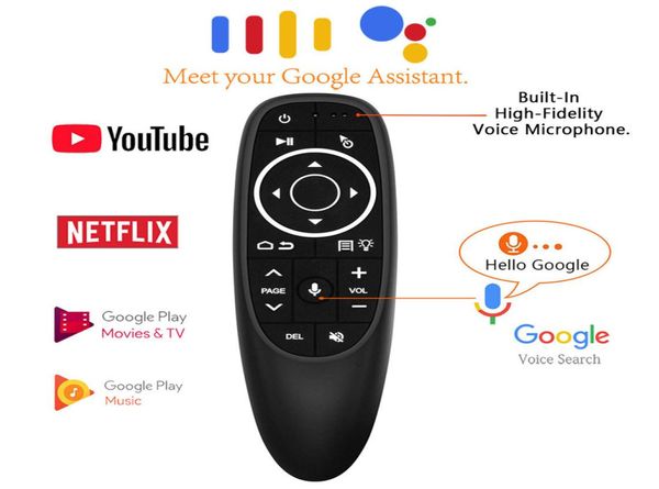 G10S Pro Air Mouse con controllo vocale con rilevamento giroscopico Mini telecomando intelligente wireless retroilluminato per Android TV Box PC H96 Max8311602