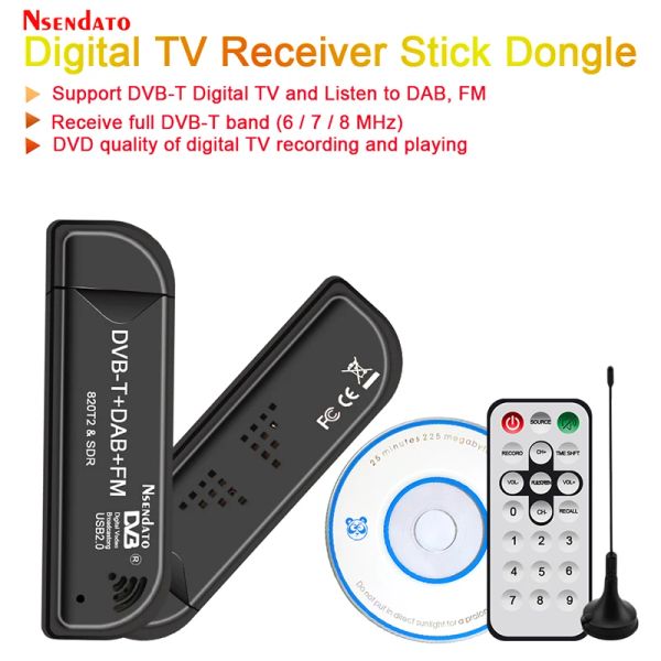 USB2.0 DAB FM-радио DVBT RTL2832U R820T2 RTL SDR TV Stick Dongle Цифровой USB-телевизор HDTV-тюнер Приемник ИК-пульт дистанционного управления с антенной