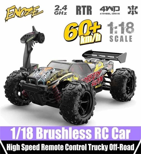 Enoze 118 rc carro 60kmh controle remoto de alta velocidade 24g 2440 motor sem escova escovado 380 para 118 trucky offroad rtr racing 220214346887