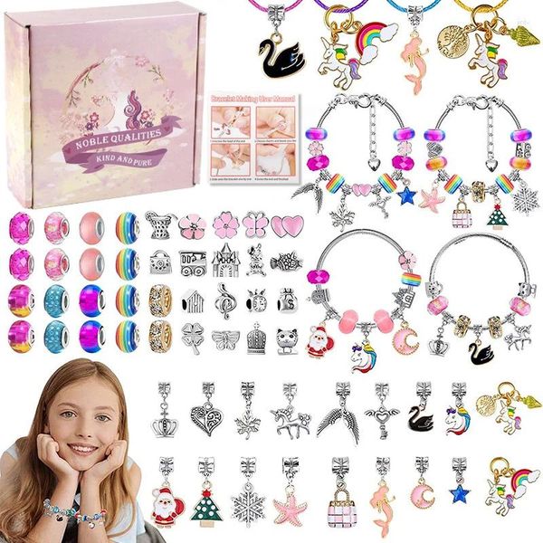 Strand diy encantos pulseira fazendo conjunto espaçador contas pingente acessórios para jóias criativas crianças presentes das meninas