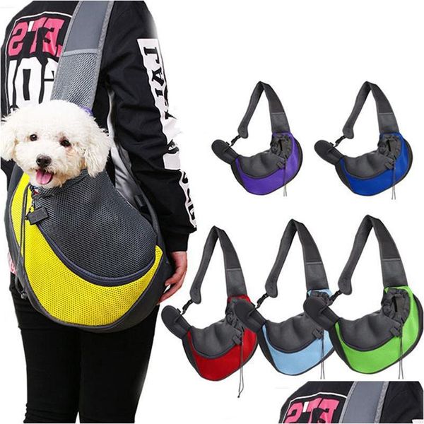 Cão portador pet mochila cães transportadora malha respirável moda sacos de viagem portátil gato e cão shoder saco entrega em casa jardim pe dhe1k