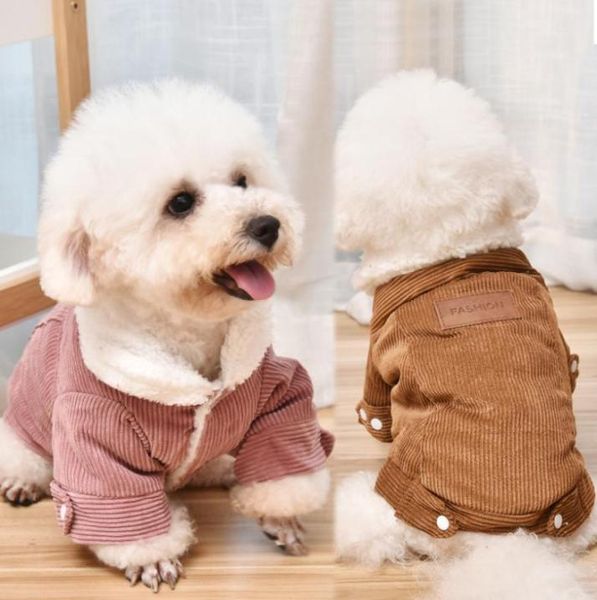 Cappotti per cani moda casual Teddy Bomei Abbigliamento per cani per animali Cucciolo Piccolo gatto Cappotti in velluto 4 colori Vestiti per cani ispessiti in cotone8887461